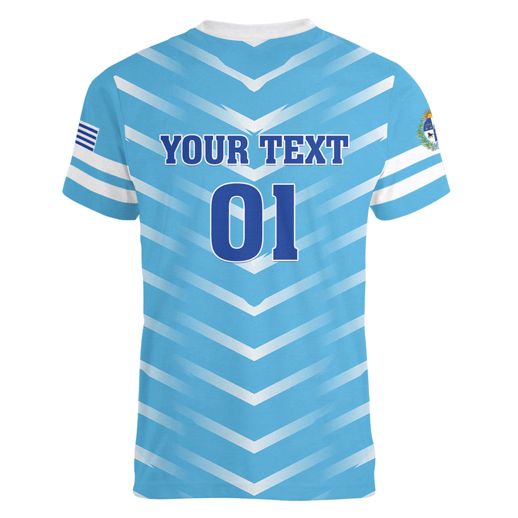 Personalized Uruguay 2024 Football Women V-Neck T-Shirt Come On La Celeste - Wonder Print Shop