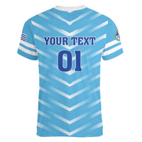 Personalized Uruguay 2024 Football Women V-Neck T-Shirt Come On La Celeste - Wonder Print Shop
