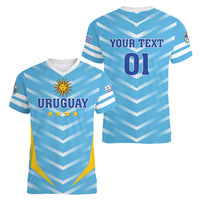 Personalized Uruguay 2024 Football Women V-Neck T-Shirt Come On La Celeste - Wonder Print Shop