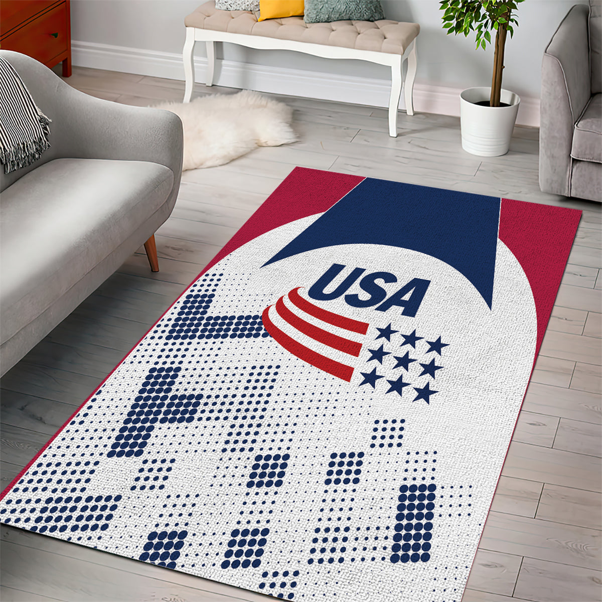 USA 2024 Soccer Area Rug The Stars and Stripes Go Champion - Wonder Print Shop