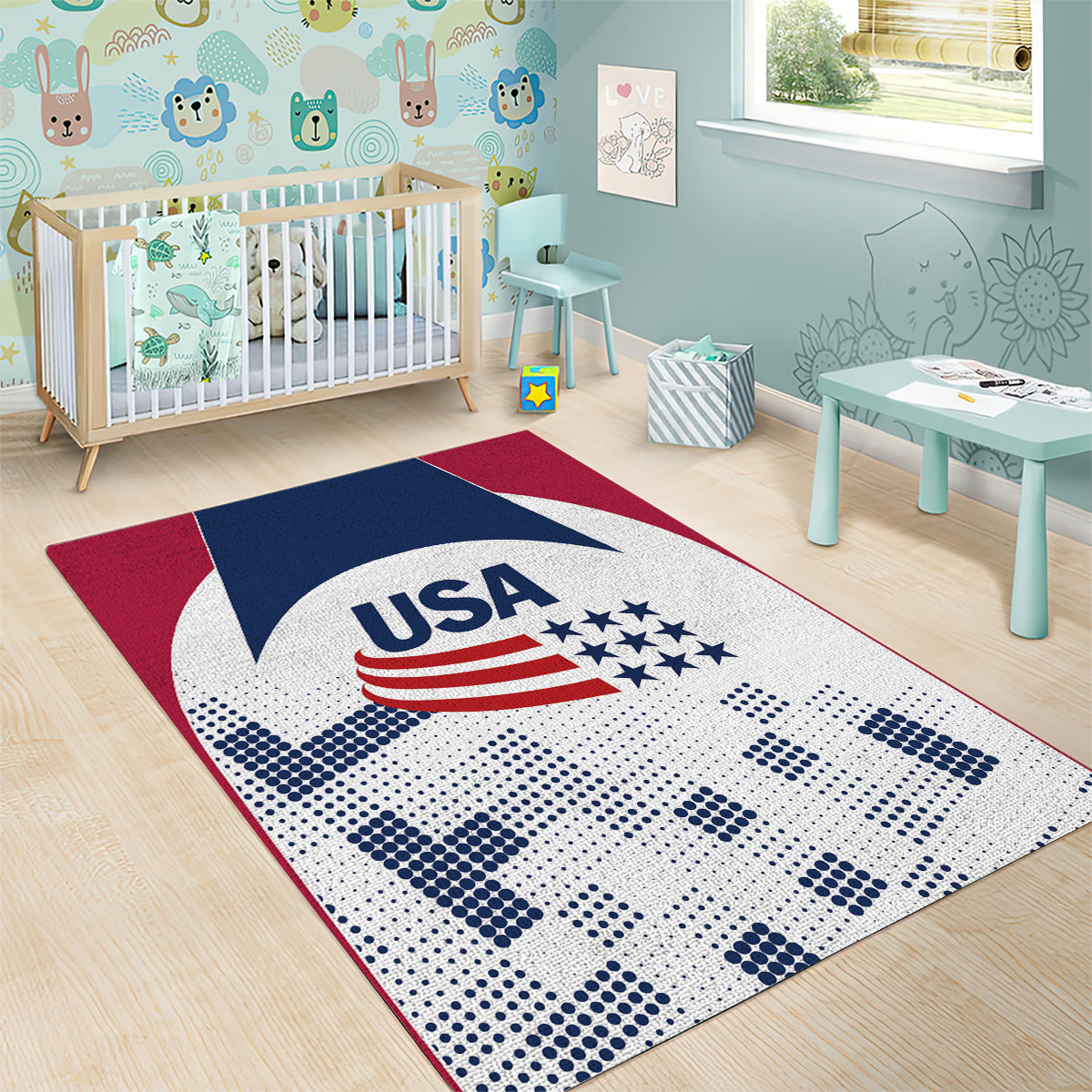 USA 2024 Soccer Area Rug The Stars and Stripes Go Champion - Wonder Print Shop
