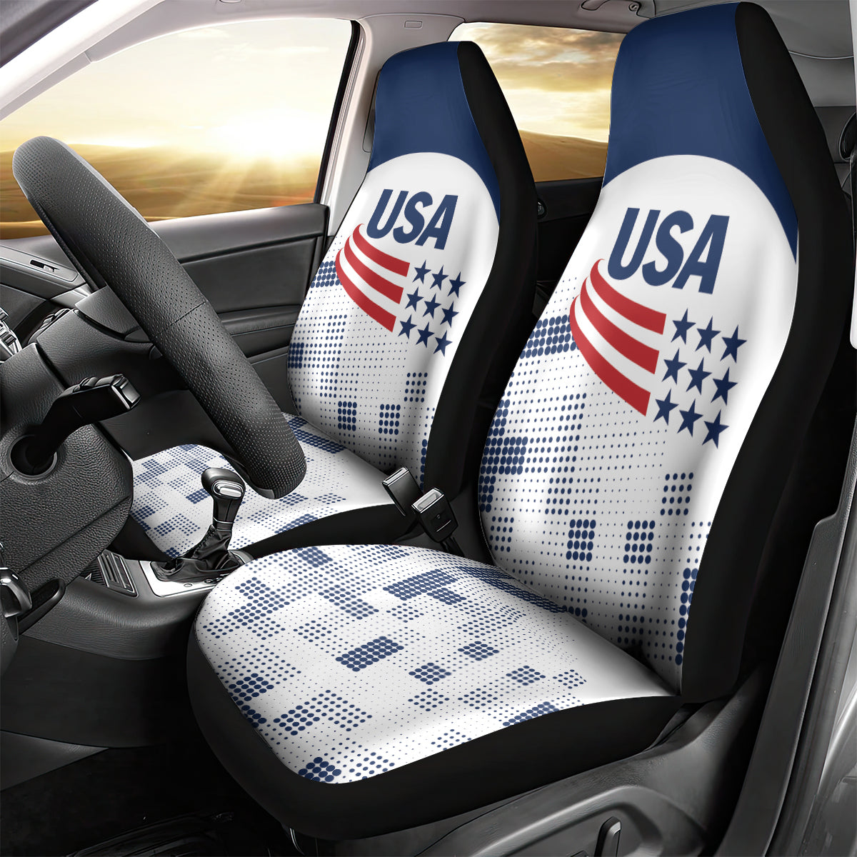 USA 2024 Soccer Car Seat Cover The Stars and Stripes Go Champion - Wonder Print Shop