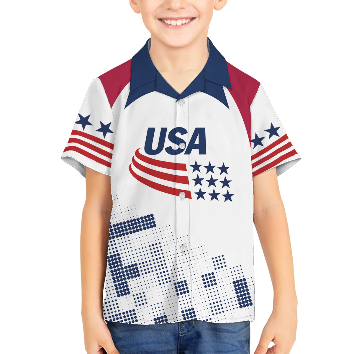 Personalized USA 2024 Soccer Family Matching Long Sleeve Bodycon Dress and Hawaiian Shirt The Stars and Stripes Go Champion - Wonder Print Shop