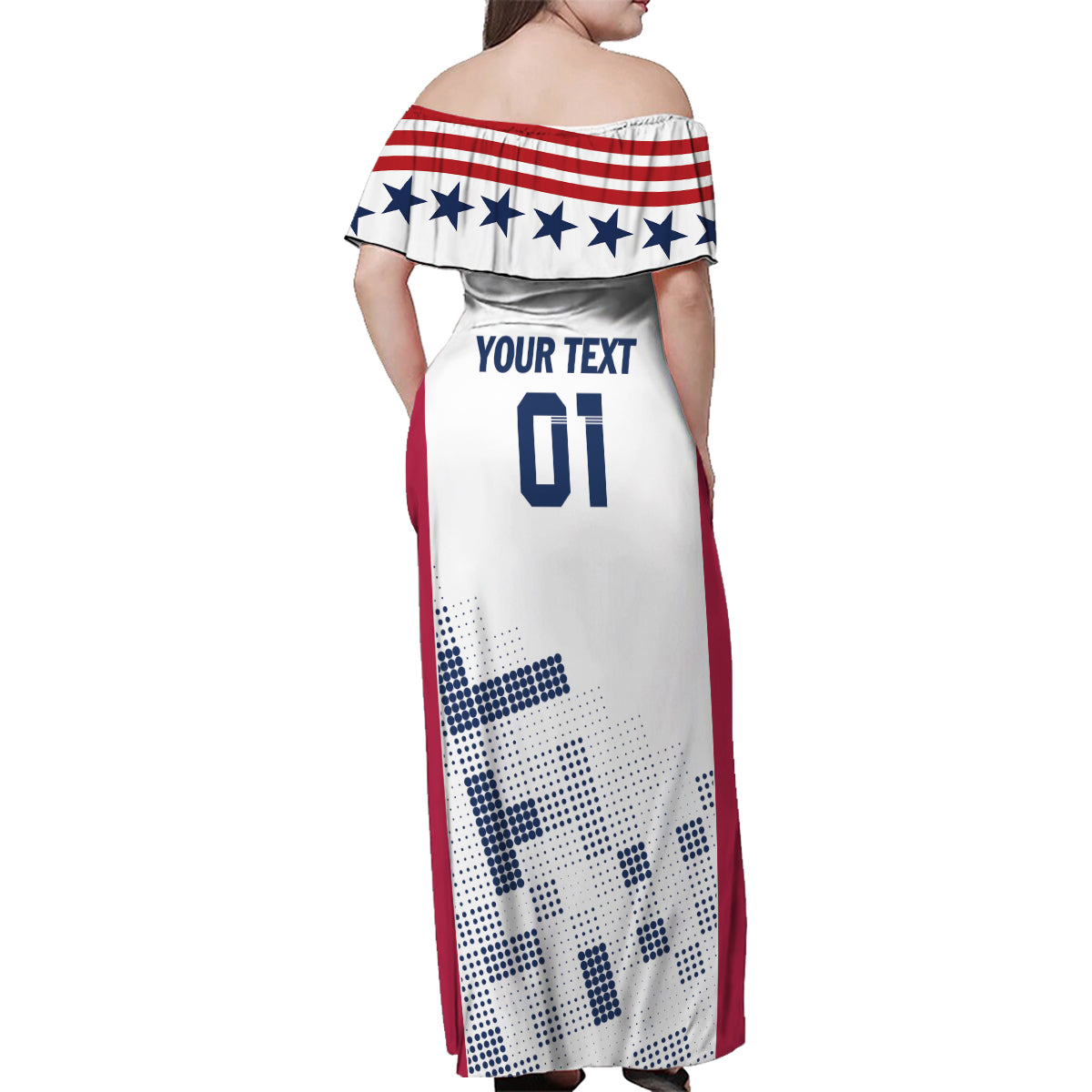 Personalized USA 2024 Soccer Family Matching Off Shoulder Maxi Dress and Hawaiian Shirt The Stars and Stripes Go Champion - Wonder Print Shop