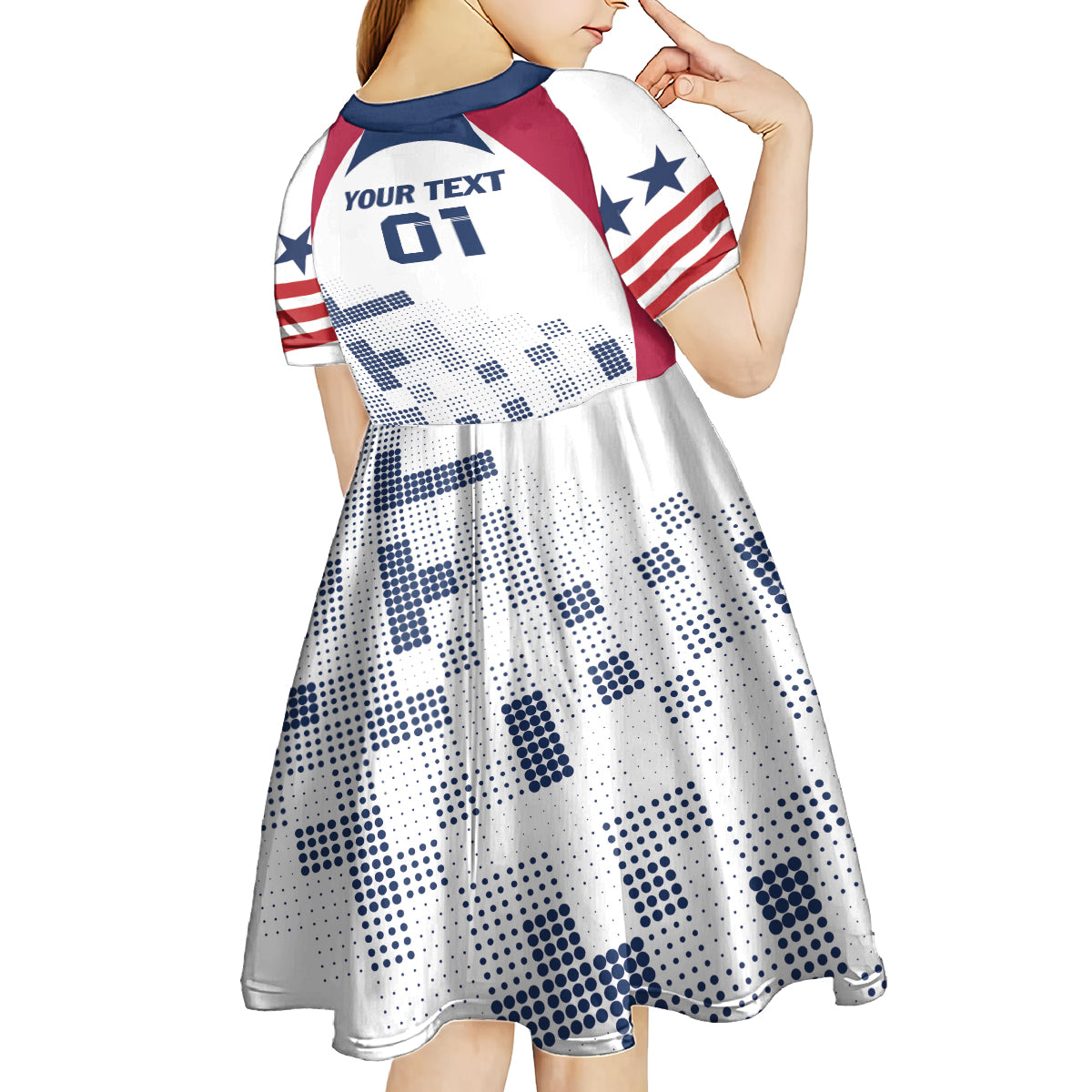 Personalized USA 2024 Soccer Kid Short Sleeve Dress The Stars and Stripes Go Champion - Wonder Print Shop