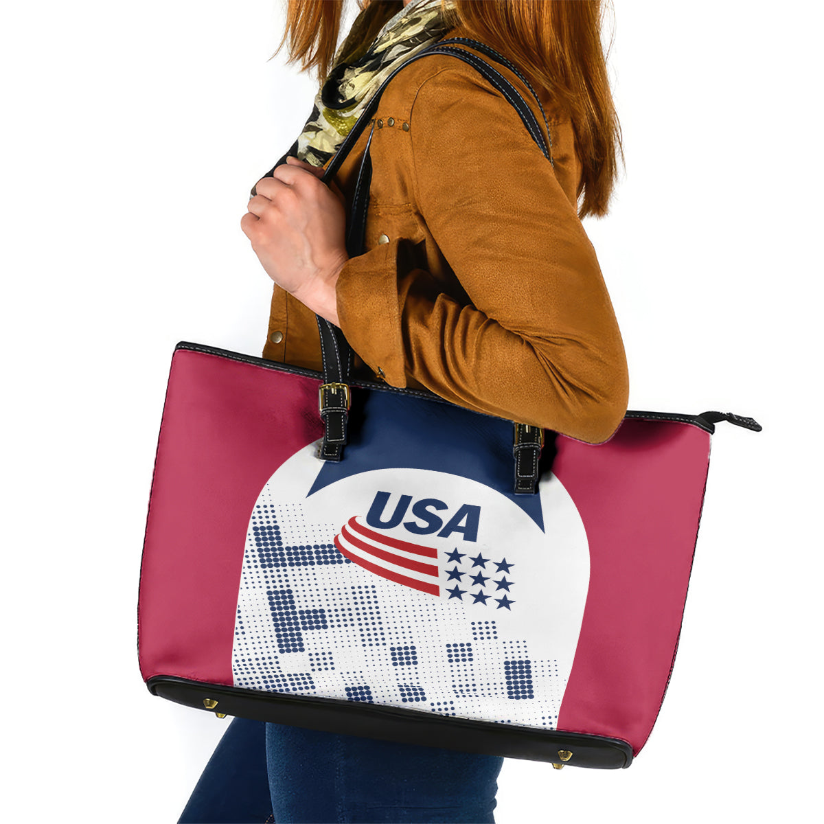 USA 2024 Soccer Leather Tote Bag The Stars and Stripes Go Champion