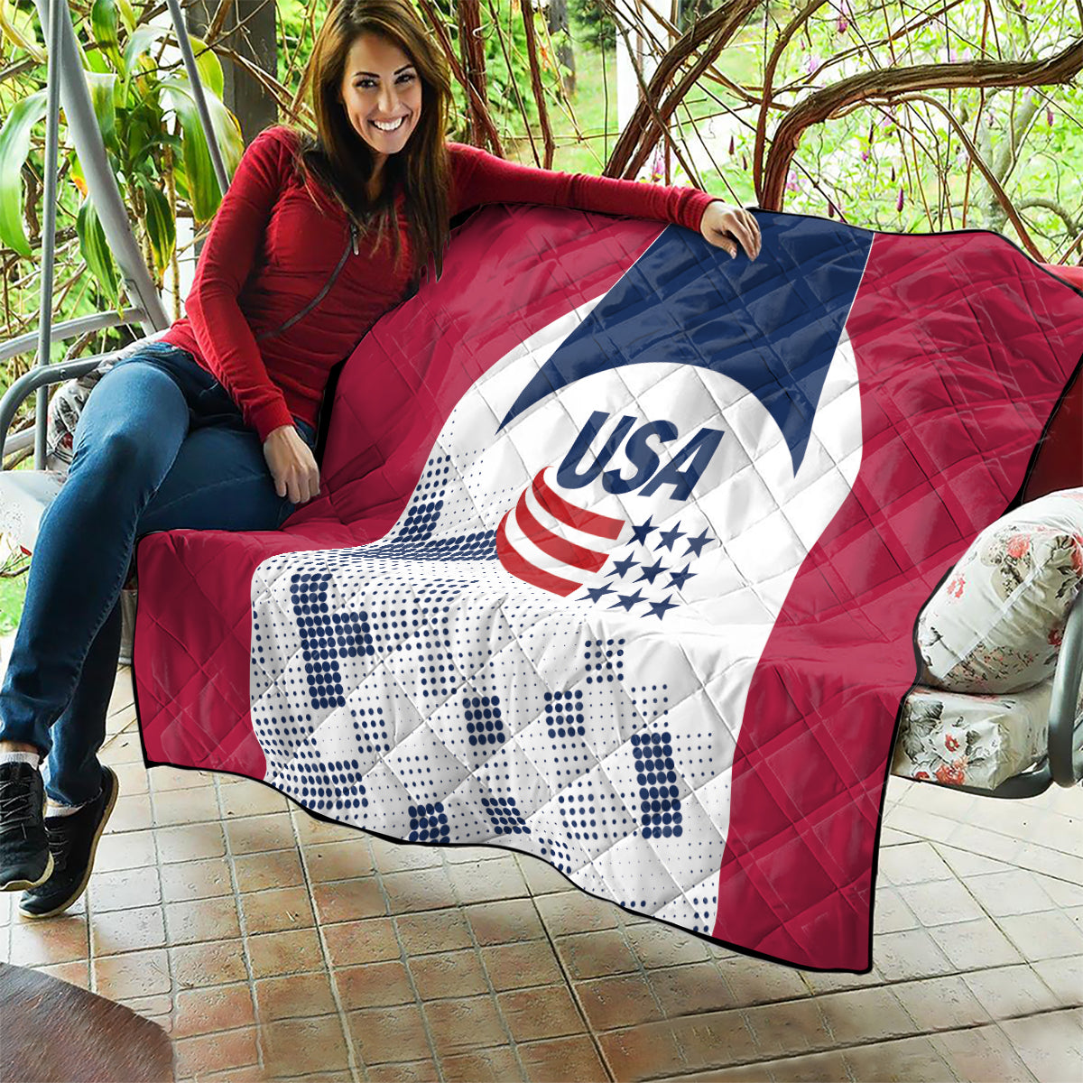 USA 2024 Soccer Quilt The Stars and Stripes Go Champion - Wonder Print Shop