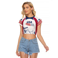 Personalized USA 2024 Soccer Raglan Cropped T Shirt The Stars and Stripes Go Champion - Wonder Print Shop