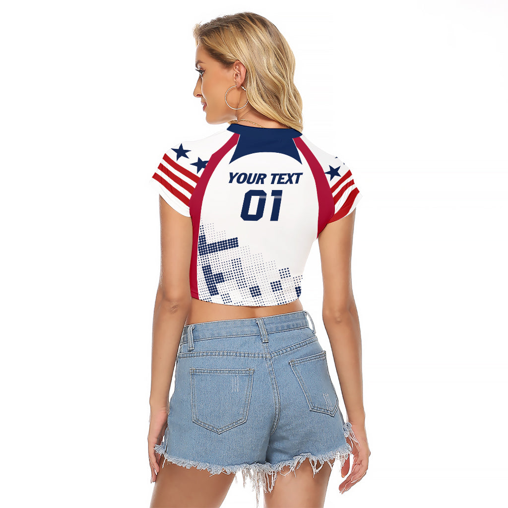 Personalized USA 2024 Soccer Raglan Cropped T Shirt The Stars and Stripes Go Champion - Wonder Print Shop