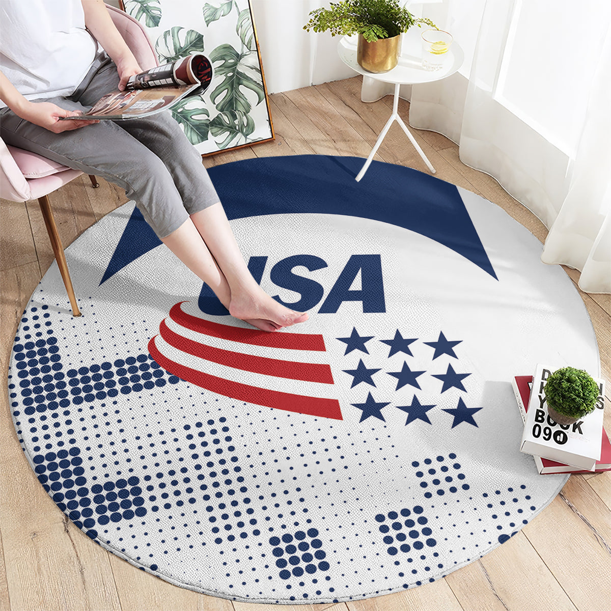 USA 2024 Soccer Round Carpet The Stars and Stripes Go Champion