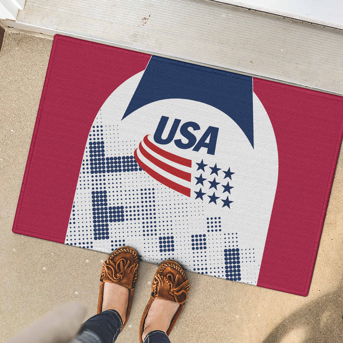USA 2024 Soccer Rubber Doormat The Stars and Stripes Go Champion - Wonder Print Shop