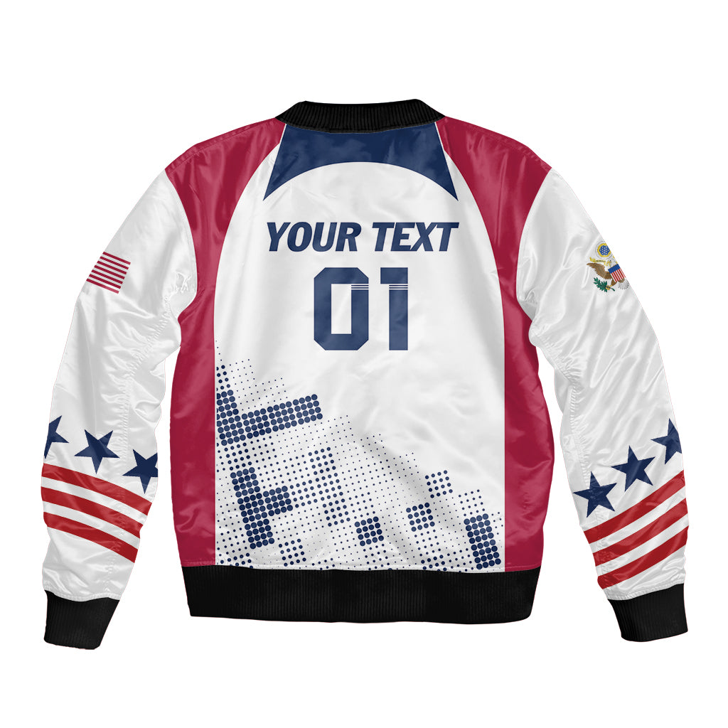 Personalized USA 2024 Soccer Sleeve Zip Bomber Jacket The Stars and Stripes Go Champion - Wonder Print Shop