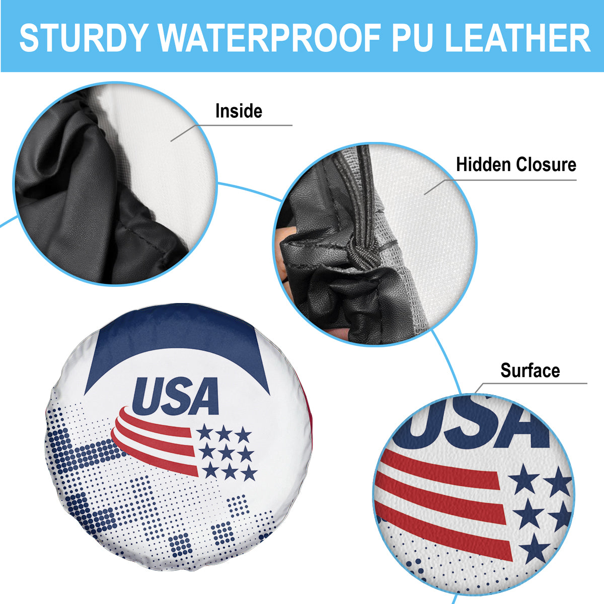 USA 2024 Soccer Spare Tire Cover The Stars and Stripes Go Champion - Wonder Print Shop