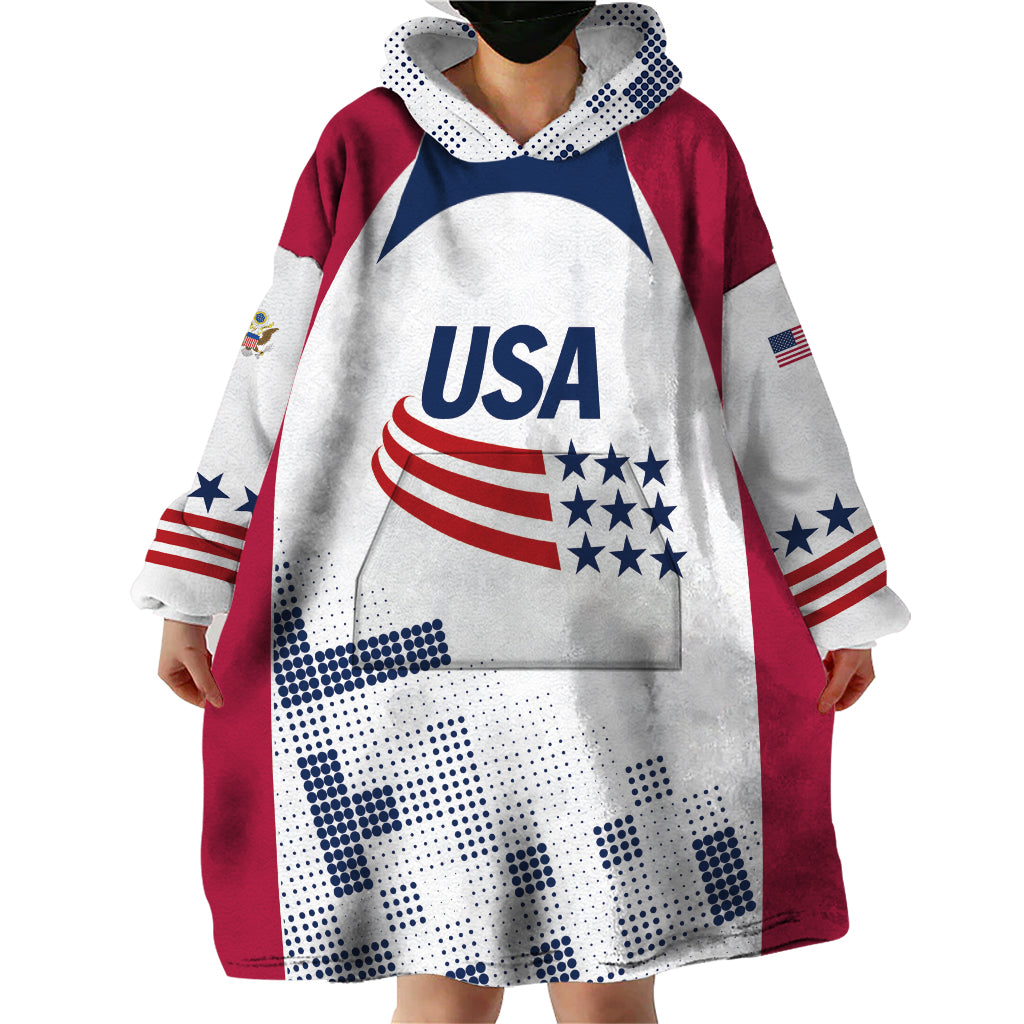 Personalized USA 2024 Soccer Wearable Blanket Hoodie The Stars and Stripes Go Champion - Wonder Print Shop