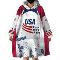 Personalized USA 2024 Soccer Wearable Blanket Hoodie The Stars and Stripes Go Champion - Wonder Print Shop