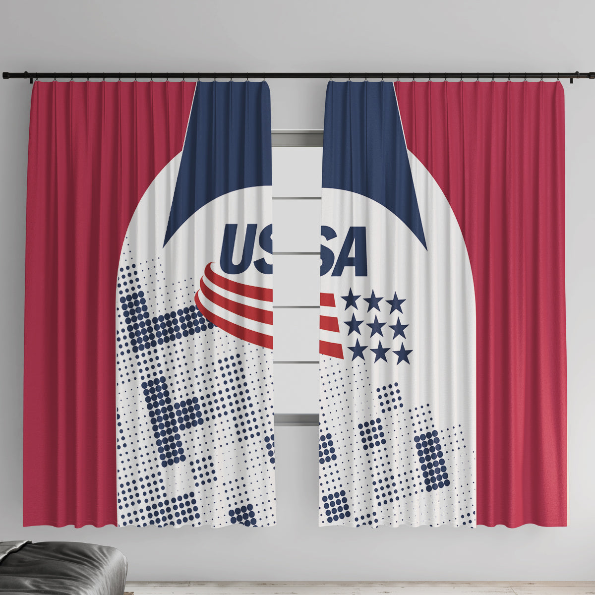 USA 2024 Soccer Window Curtain The Stars and Stripes Go Champion - Wonder Print Shop