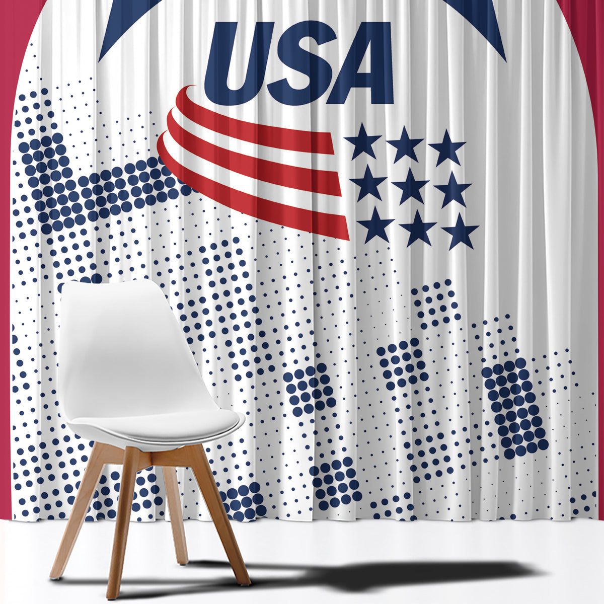 USA 2024 Soccer Window Curtain The Stars and Stripes Go Champion - Wonder Print Shop