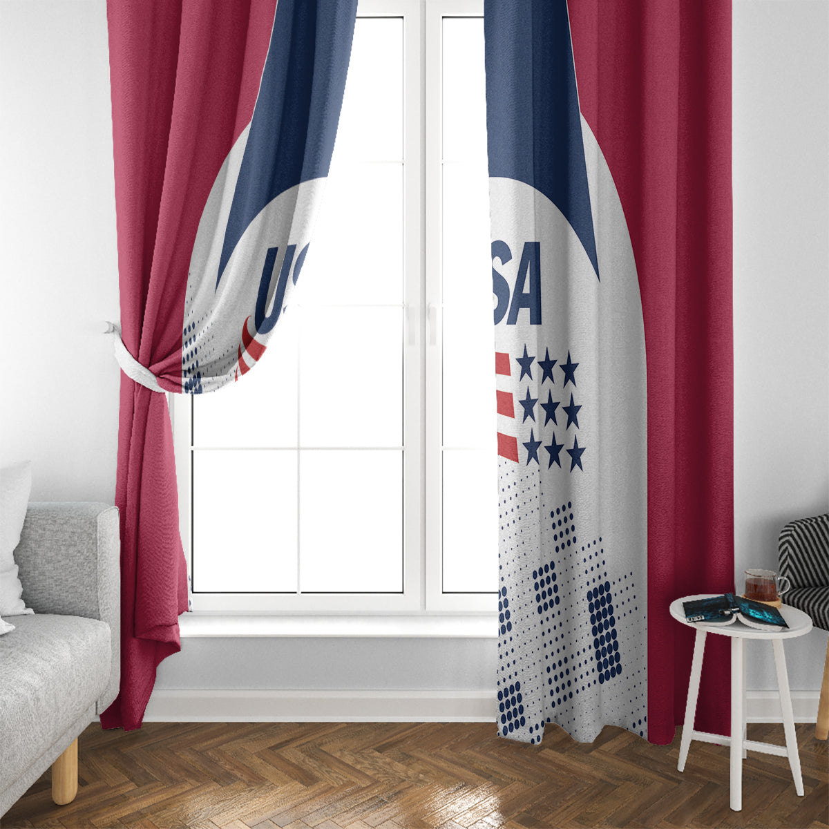 USA 2024 Soccer Window Curtain The Stars and Stripes Go Champion - Wonder Print Shop