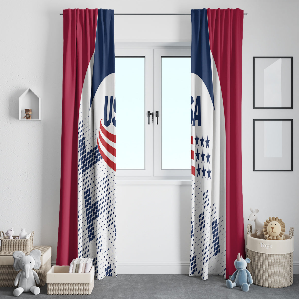 USA 2024 Soccer Window Curtain The Stars and Stripes Go Champion - Wonder Print Shop