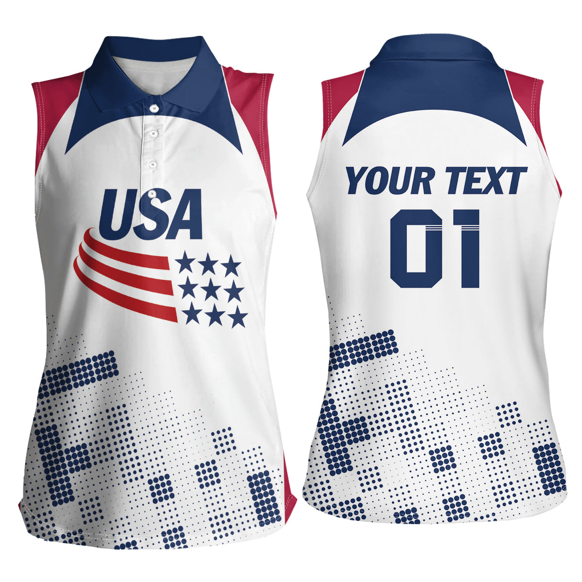 Personalized USA 2024 Soccer Women Sleeveless Polo Shirt The Stars and Stripes Go Champion - Wonder Print Shop