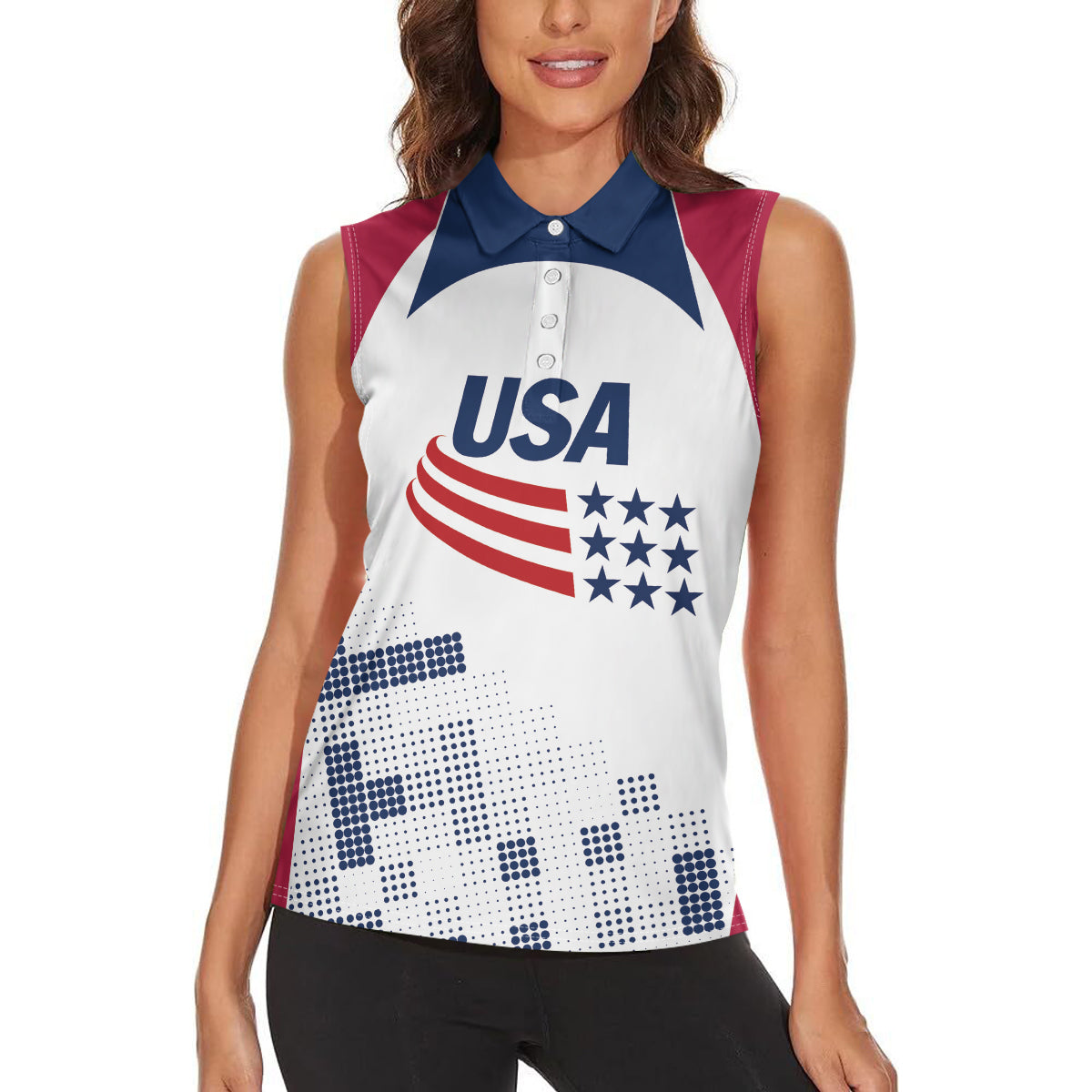 Personalized USA 2024 Soccer Women Sleeveless Polo Shirt The Stars and Stripes Go Champion - Wonder Print Shop