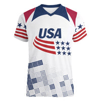 Personalized USA 2024 Soccer Women V-Neck T-Shirt The Stars and Stripes Go Champion - Wonder Print Shop