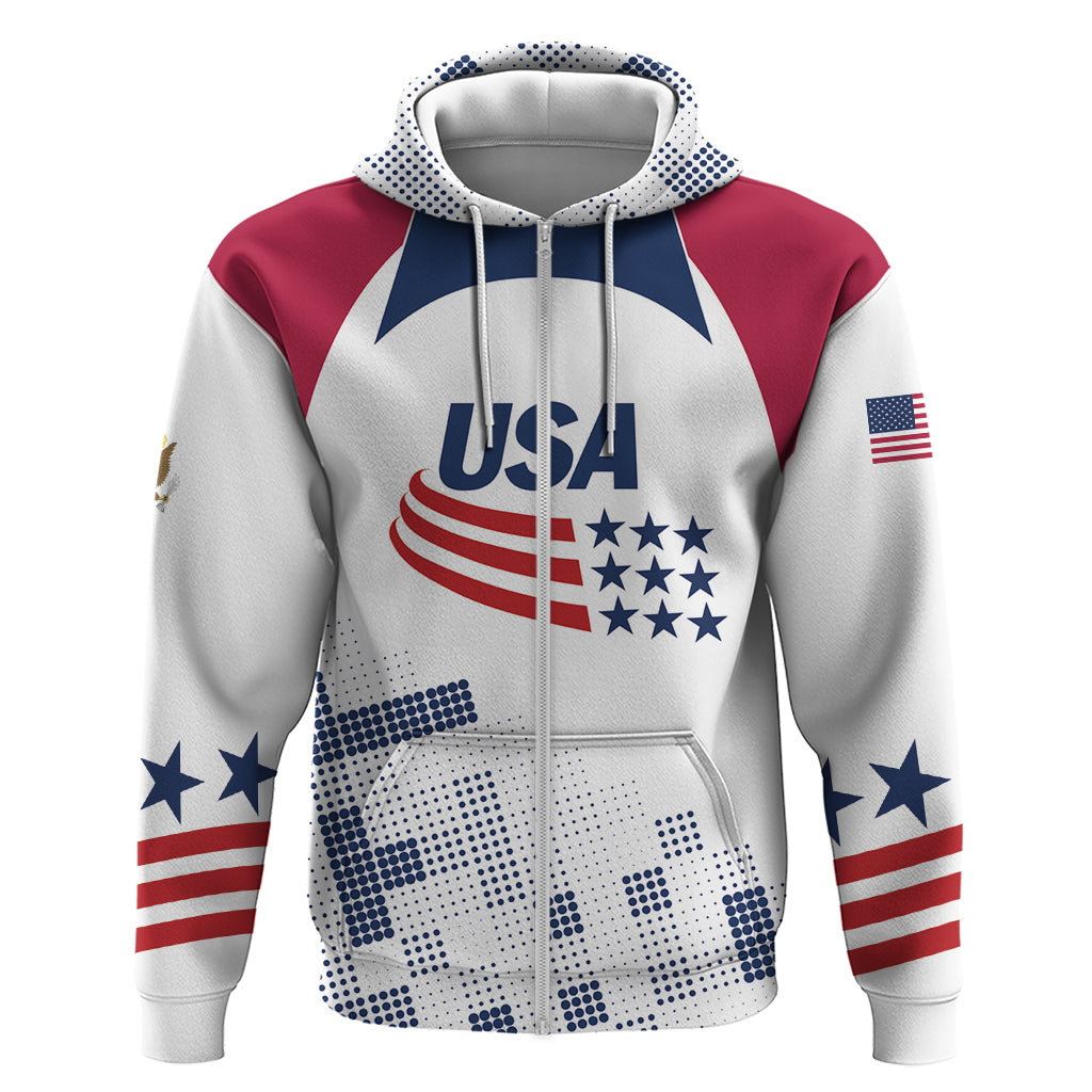 Personalized USA 2024 Soccer Zip Hoodie The Stars and Stripes Go Champion - Wonder Print Shop