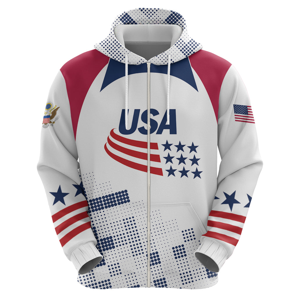 Personalized USA 2024 Soccer Zip Hoodie The Stars and Stripes Go Champion - Wonder Print Shop