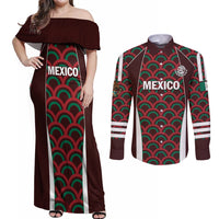 Personalized Mexico 2024 Football Couples Matching Off Shoulder Maxi Dress and Long Sleeve Button Shirt Come On El Tri - Wonder Print Shop