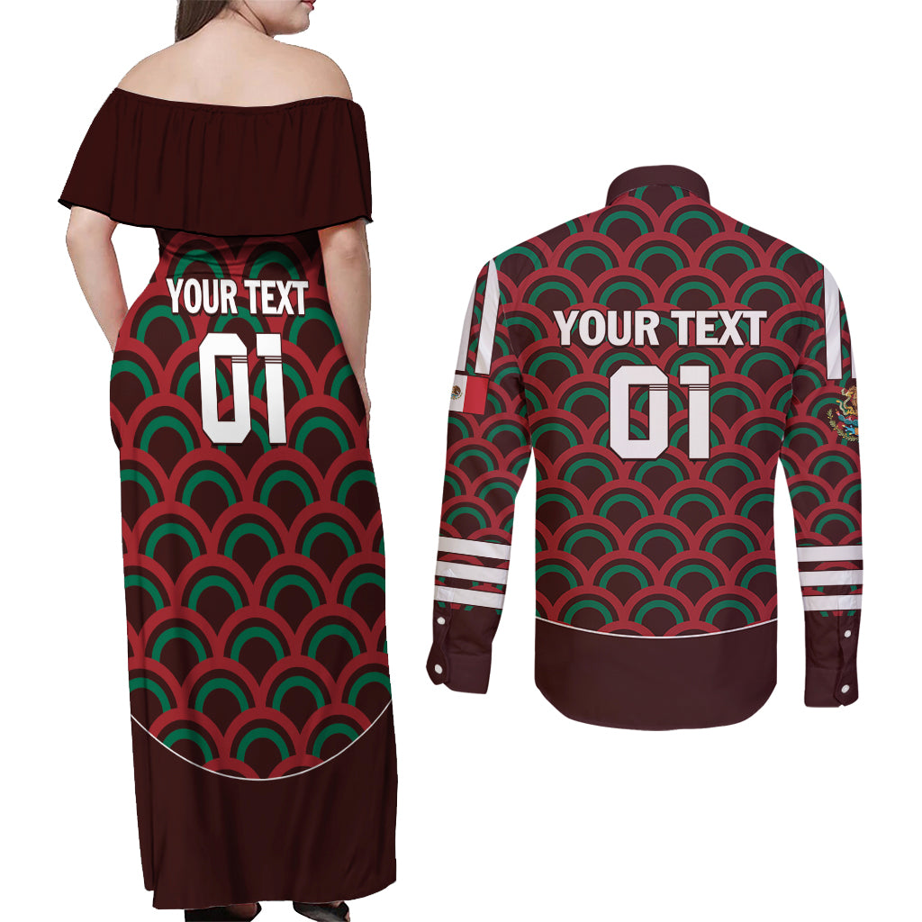 Personalized Mexico 2024 Football Couples Matching Off Shoulder Maxi Dress and Long Sleeve Button Shirt Come On El Tri - Wonder Print Shop