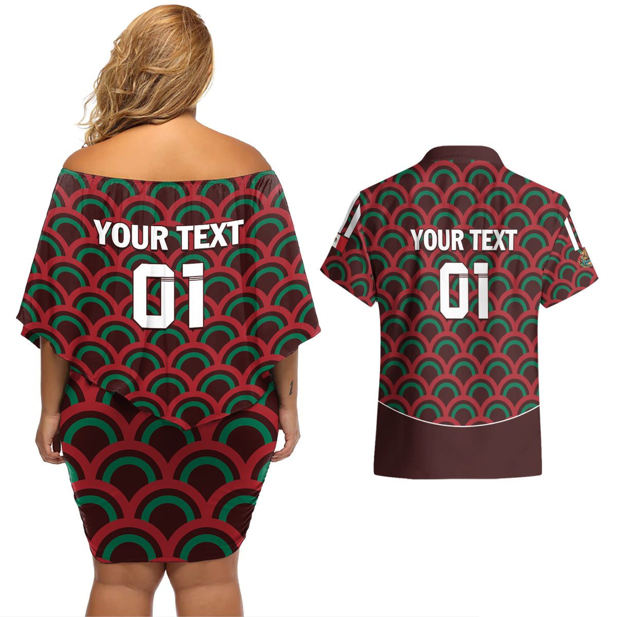 Personalized Mexico 2024 Football Couples Matching Off Shoulder Short Dress and Hawaiian Shirt Come On El Tri - Wonder Print Shop