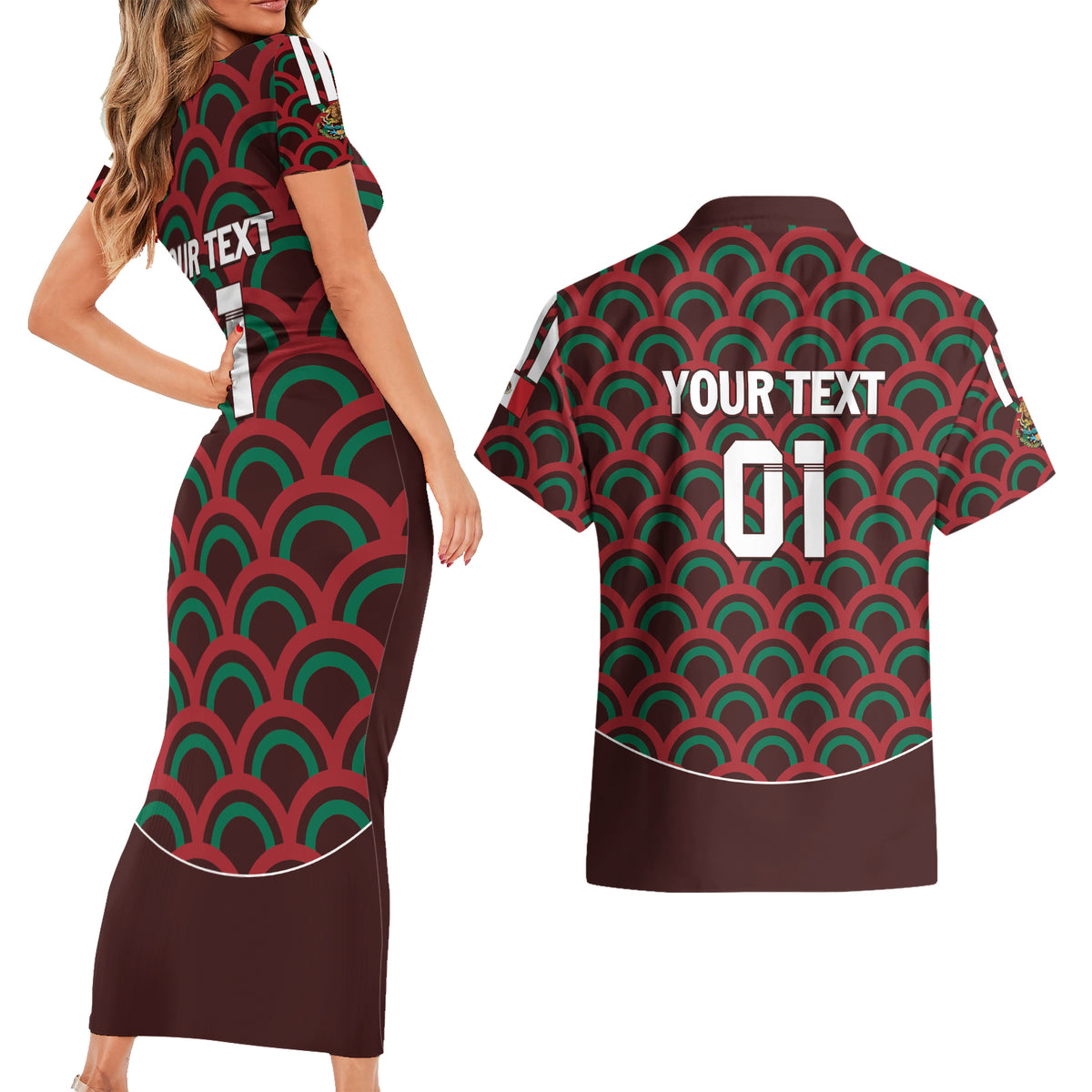 Personalized Mexico 2024 Football Couples Matching Short Sleeve Bodycon Dress and Hawaiian Shirt Come On El Tri - Wonder Print Shop