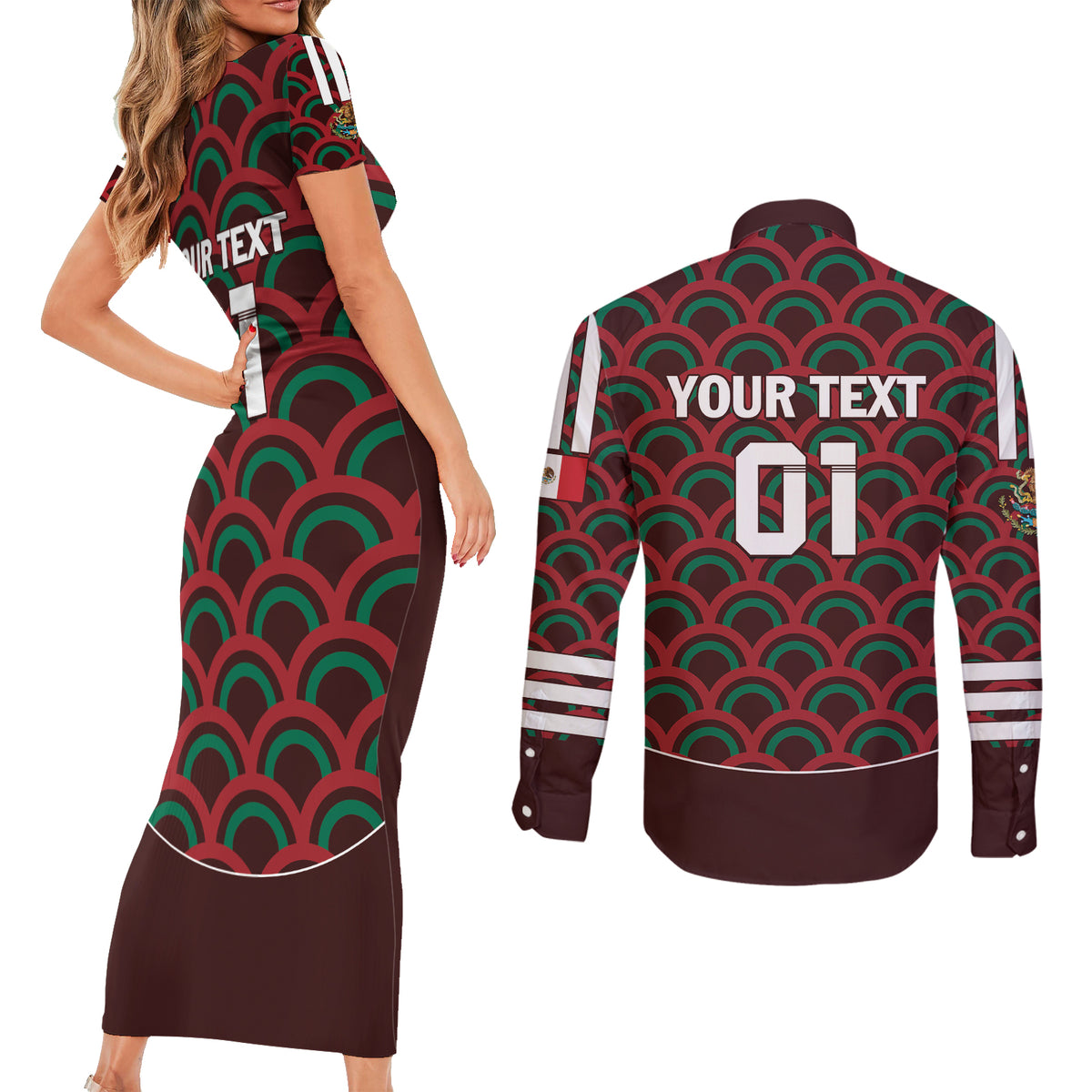 Personalized Mexico 2024 Football Couples Matching Short Sleeve Bodycon Dress and Long Sleeve Button Shirt Come On El Tri - Wonder Print Shop