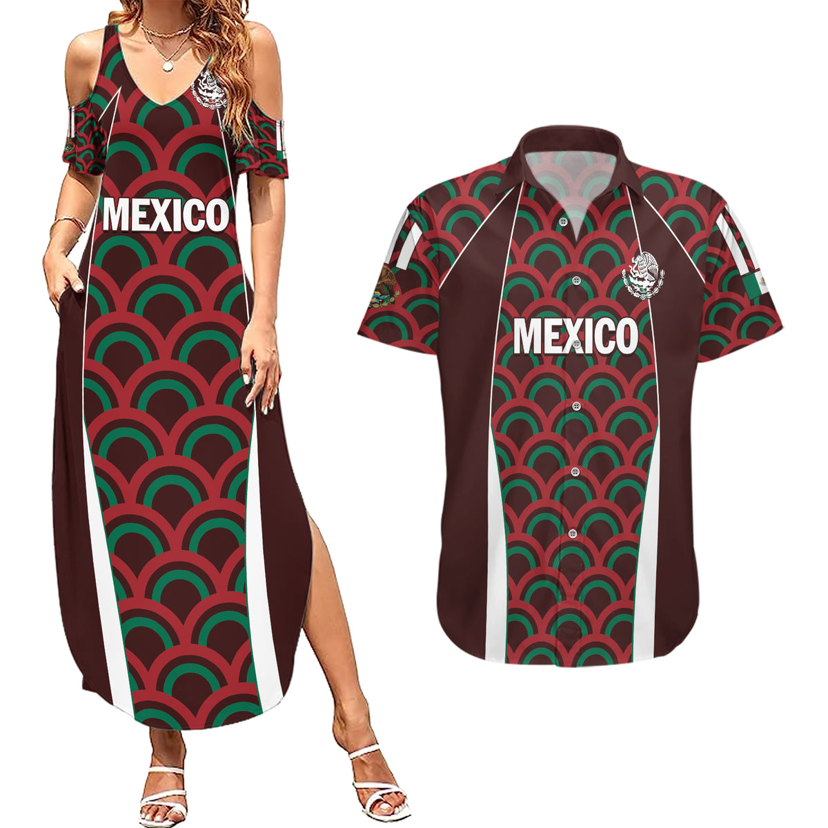 Personalized Mexico 2024 Football Couples Matching Summer Maxi Dress and Hawaiian Shirt Come On El Tri - Wonder Print Shop