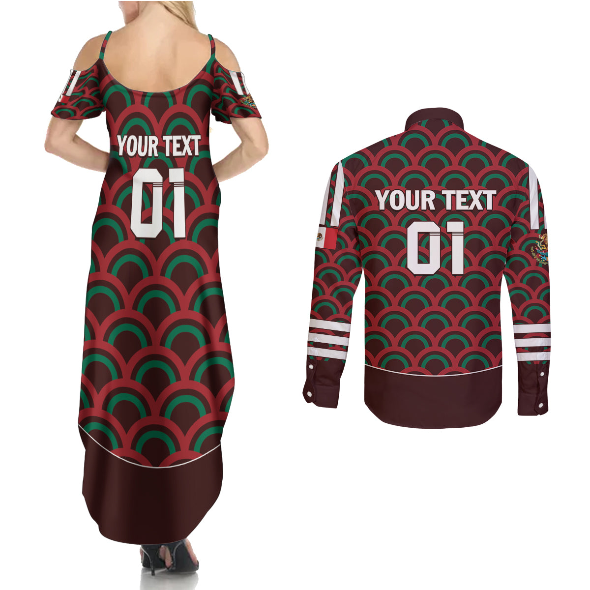 Personalized Mexico 2024 Football Couples Matching Summer Maxi Dress and Long Sleeve Button Shirt Come On El Tri - Wonder Print Shop