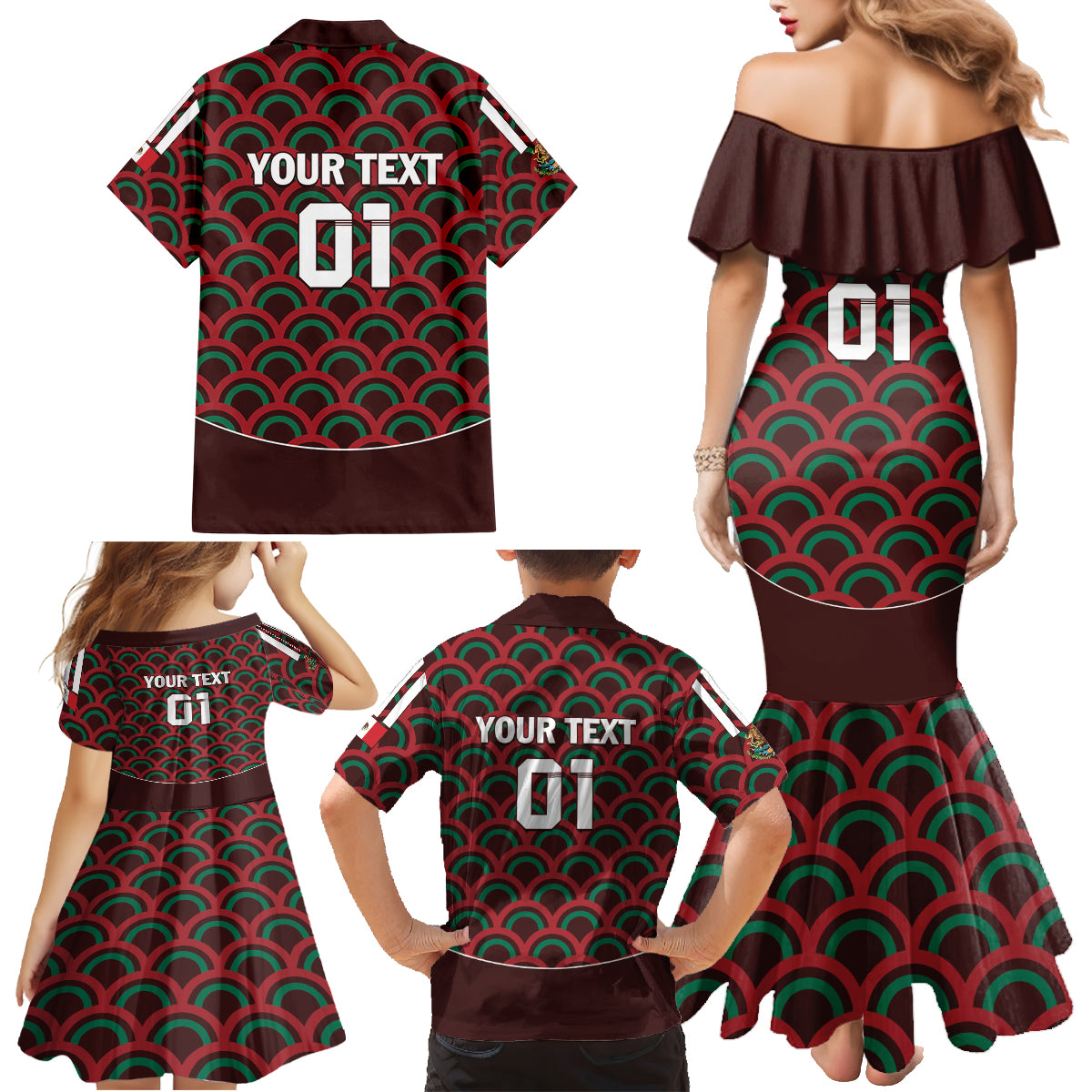 Personalized Mexico 2024 Football Family Matching Mermaid Dress and Hawaiian Shirt Come On El Tri - Wonder Print Shop