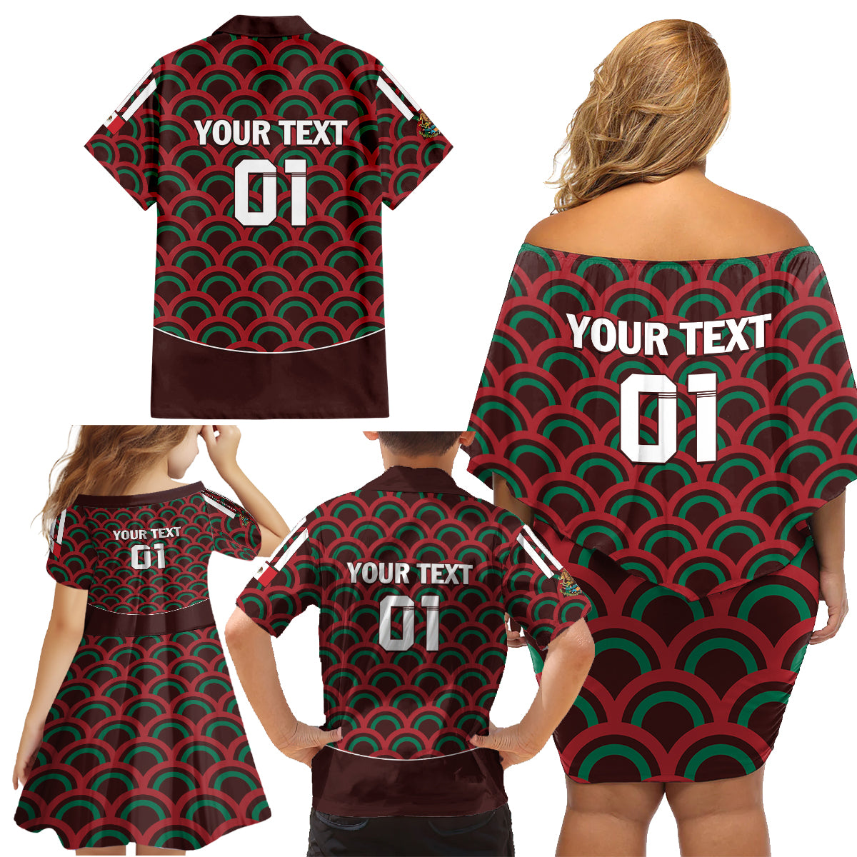 Personalized Mexico 2024 Football Family Matching Off Shoulder Short Dress and Hawaiian Shirt Come On El Tri - Wonder Print Shop