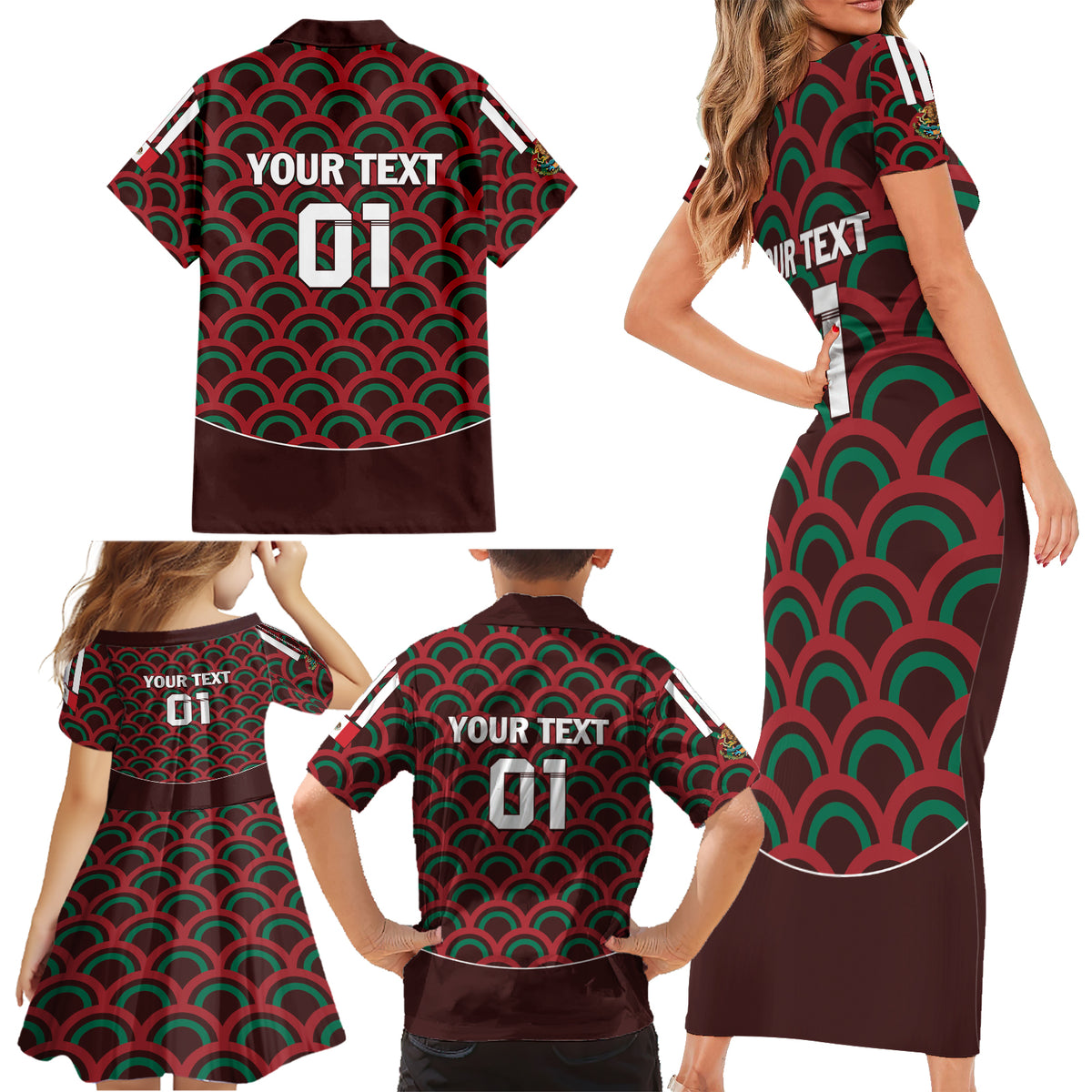 Personalized Mexico 2024 Football Family Matching Short Sleeve Bodycon Dress and Hawaiian Shirt Come On El Tri - Wonder Print Shop