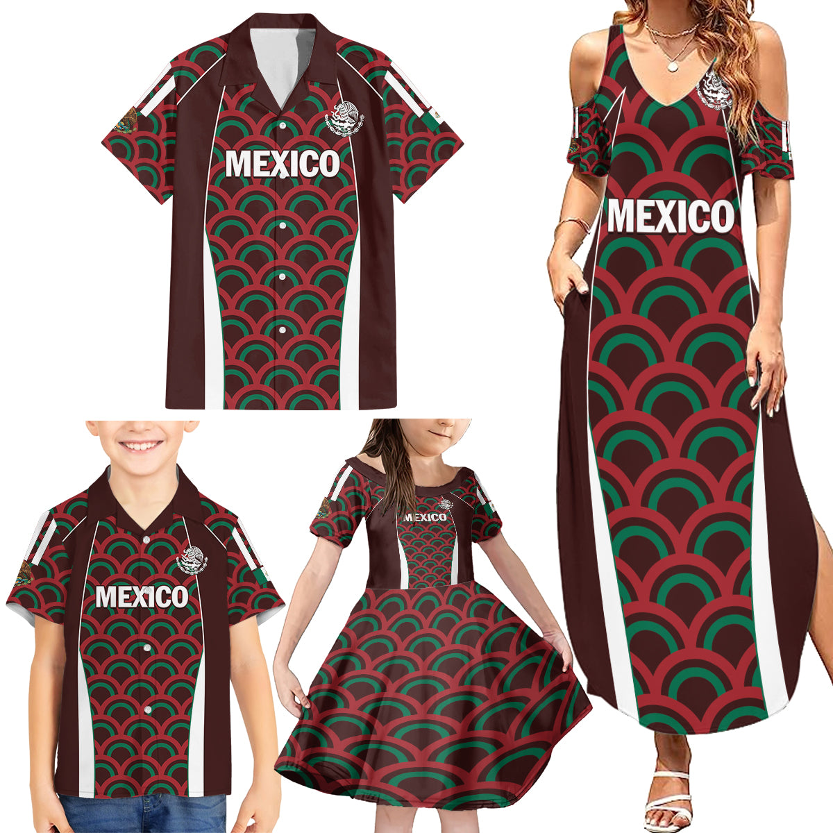 Personalized Mexico 2024 Football Family Matching Summer Maxi Dress and Hawaiian Shirt Come On El Tri - Wonder Print Shop