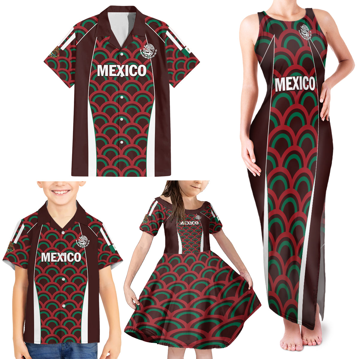 Personalized Mexico 2024 Football Family Matching Tank Maxi Dress and Hawaiian Shirt Come On El Tri - Wonder Print Shop