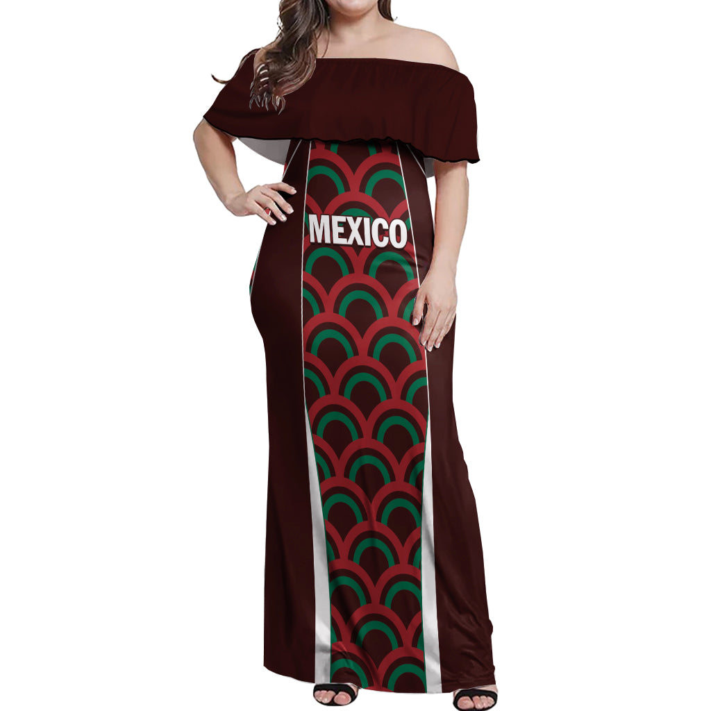 Personalized Mexico 2024 Football Off Shoulder Maxi Dress Come On El Tri - Wonder Print Shop