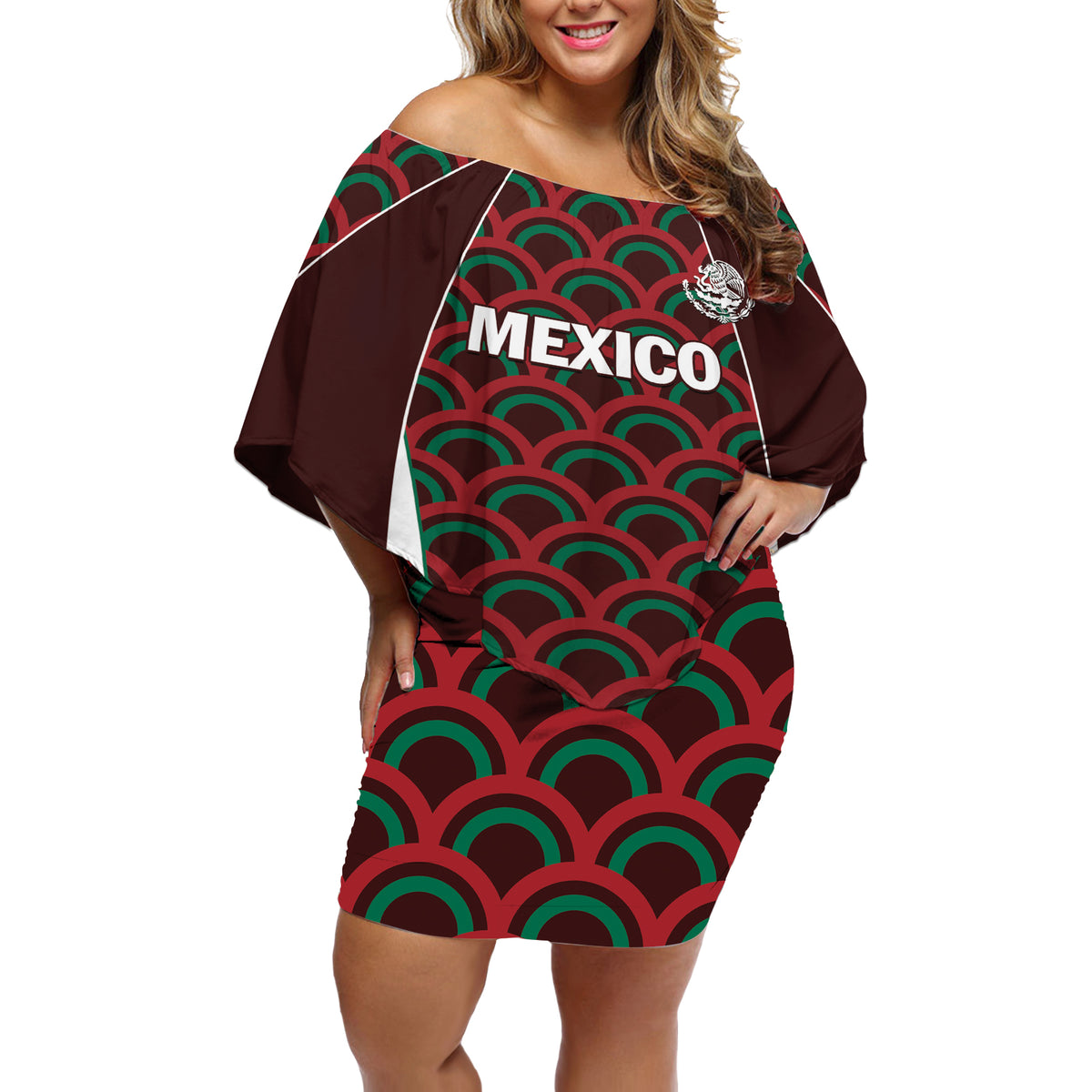 Personalized Mexico 2024 Football Off Shoulder Short Dress Come On El Tri - Wonder Print Shop