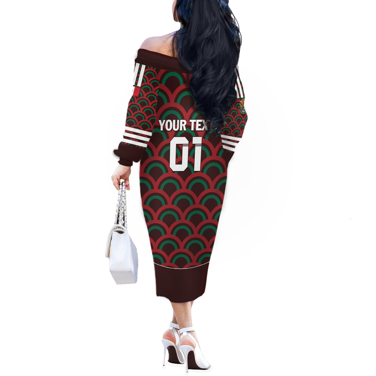 Personalized Mexico 2024 Football Off The Shoulder Long Sleeve Dress Come On El Tri - Wonder Print Shop