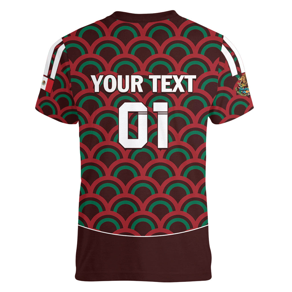 Personalized Mexico 2024 Football Women V-Neck T-Shirt Come On El Tri - Wonder Print Shop