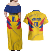 Personalized Colombia 2024 Football Couples Matching Off Shoulder Maxi Dress and Hawaiian Shirt Go Los Cafeteros - Wonder Print Shop