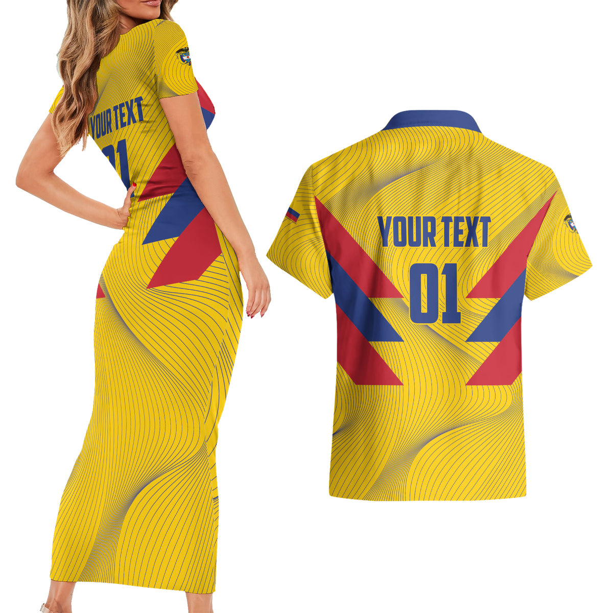 Personalized Colombia 2024 Football Couples Matching Short Sleeve Bodycon Dress and Hawaiian Shirt Go Los Cafeteros - Wonder Print Shop