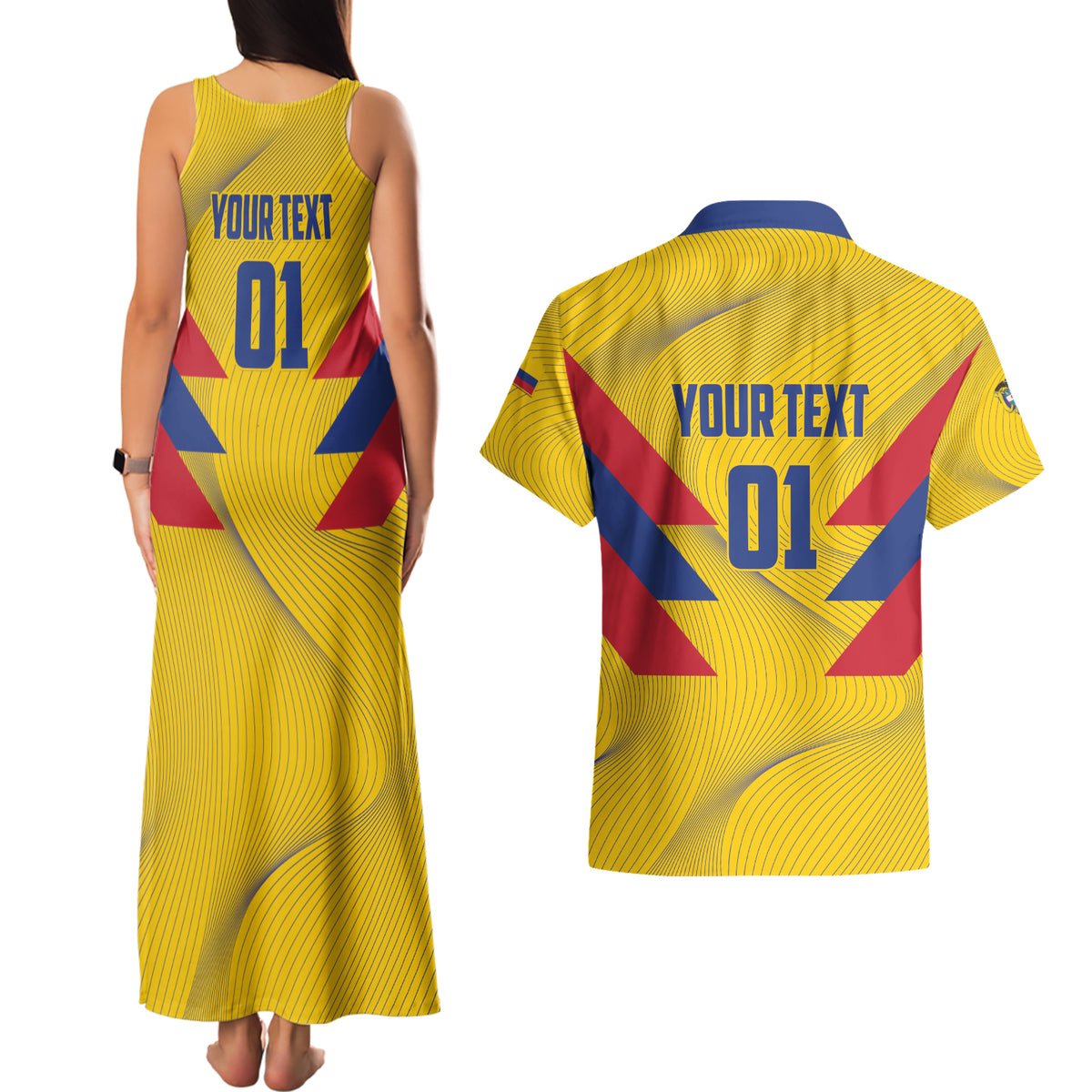 Personalized Colombia 2024 Football Couples Matching Tank Maxi Dress and Hawaiian Shirt Go Los Cafeteros - Wonder Print Shop