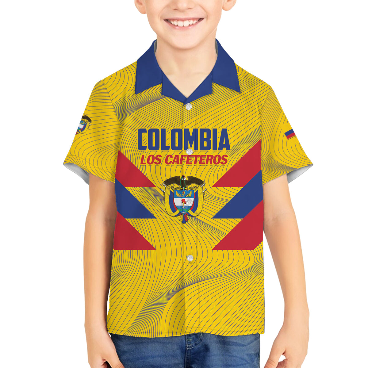 Personalized Colombia 2024 Football Family Matching Long Sleeve Bodycon Dress and Hawaiian Shirt Go Los Cafeteros - Wonder Print Shop