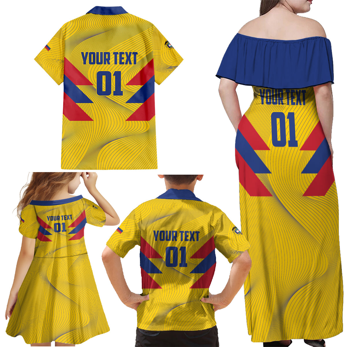 Personalized Colombia 2024 Football Family Matching Off Shoulder Maxi Dress and Hawaiian Shirt Go Los Cafeteros - Wonder Print Shop