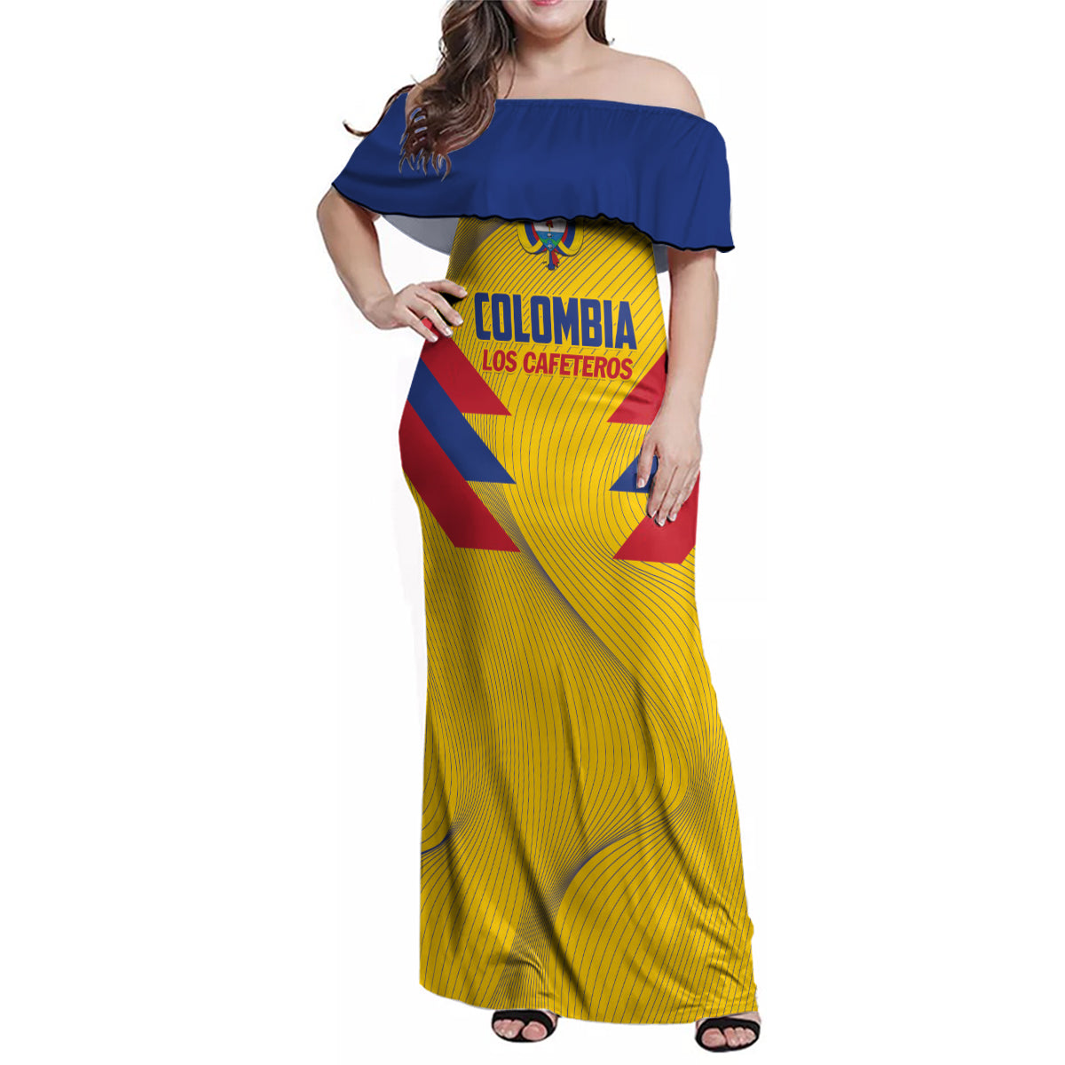 Personalized Colombia 2024 Football Family Matching Off Shoulder Maxi Dress and Hawaiian Shirt Go Los Cafeteros - Wonder Print Shop